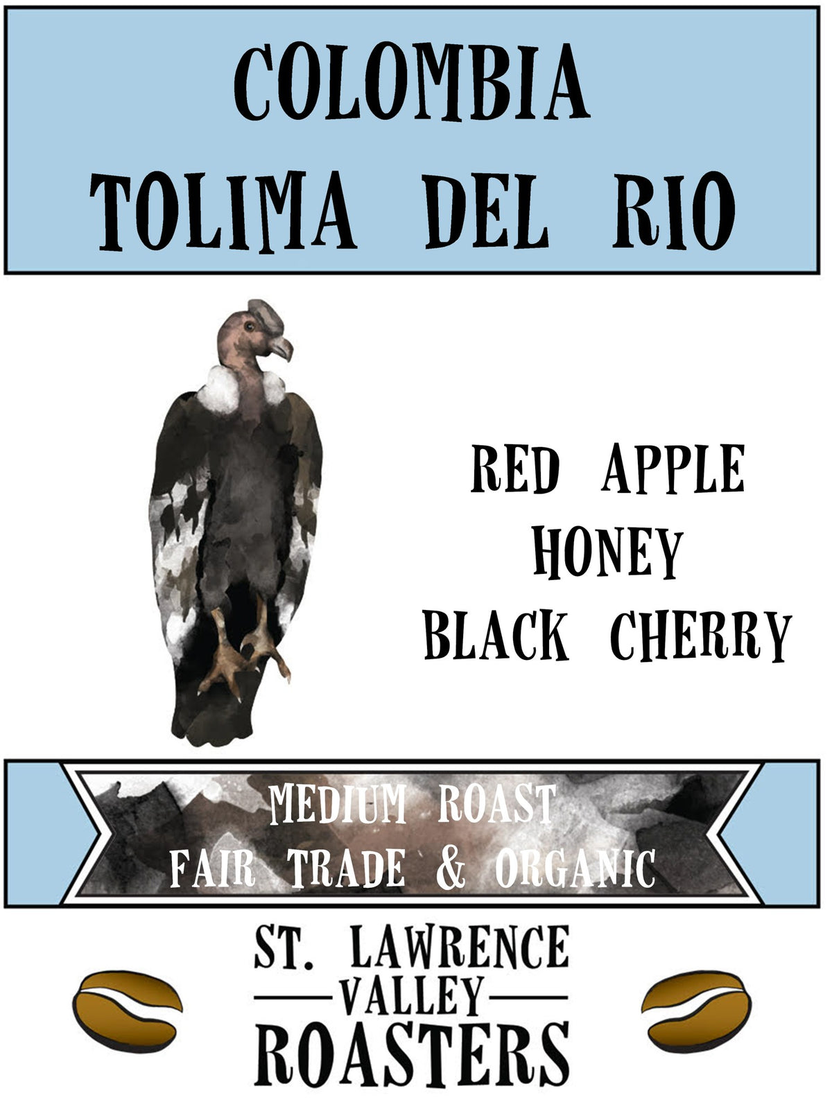 Colombia Tolima Del Rio coffee bag label