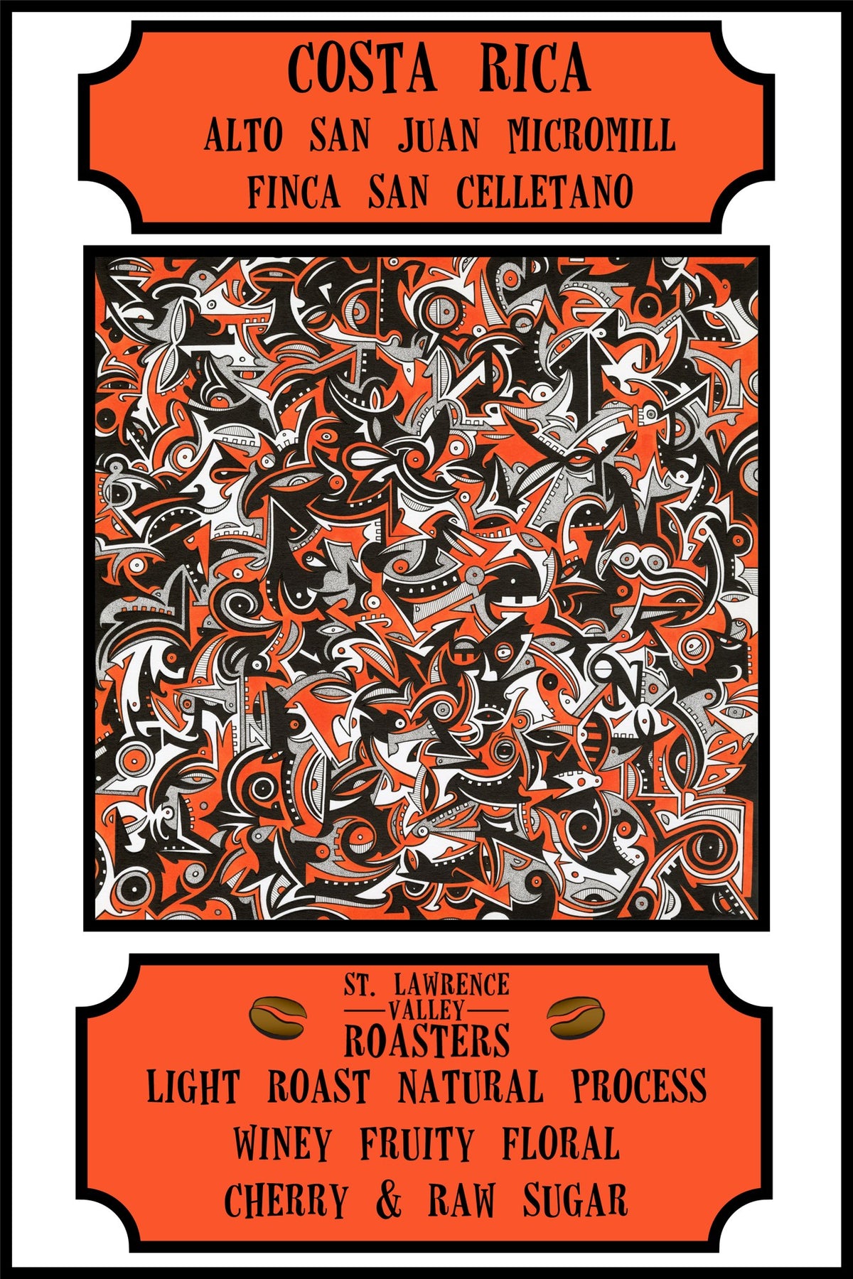 Costa Rica Alto San Juan Natural coffee bag label