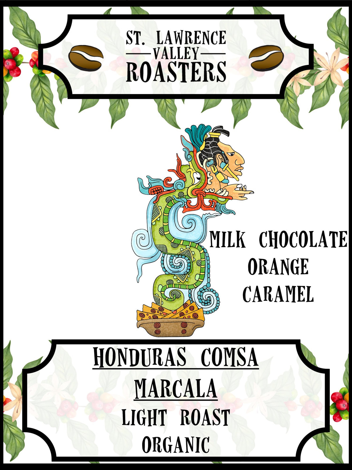 Honduras COMSA Marcala coffee bag label